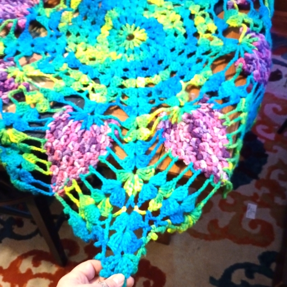 Colorful Crochet Table Topper W/Grape Clusters - Picture 3 of 3